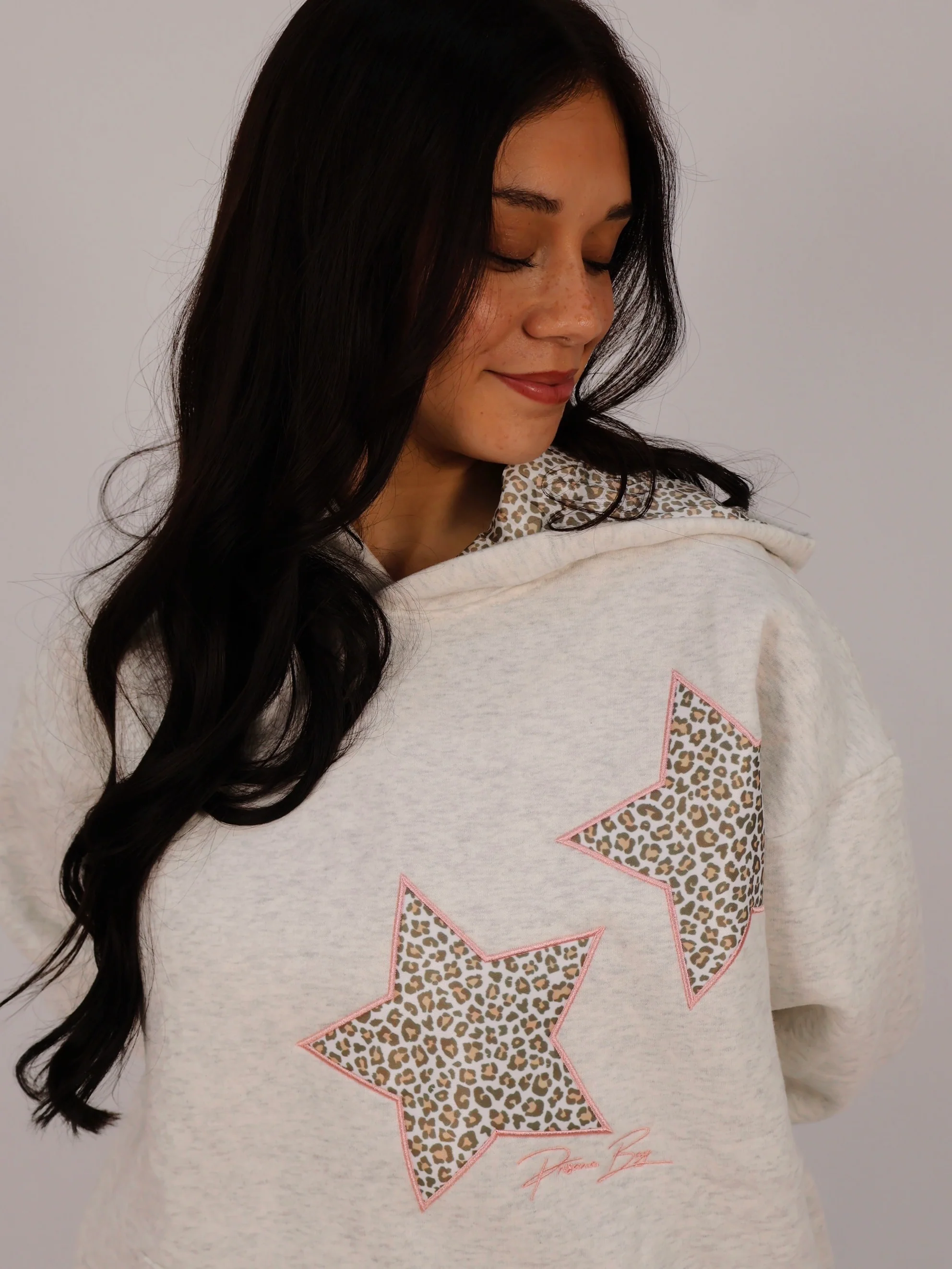 Leopard Hoodie in Heather Grey