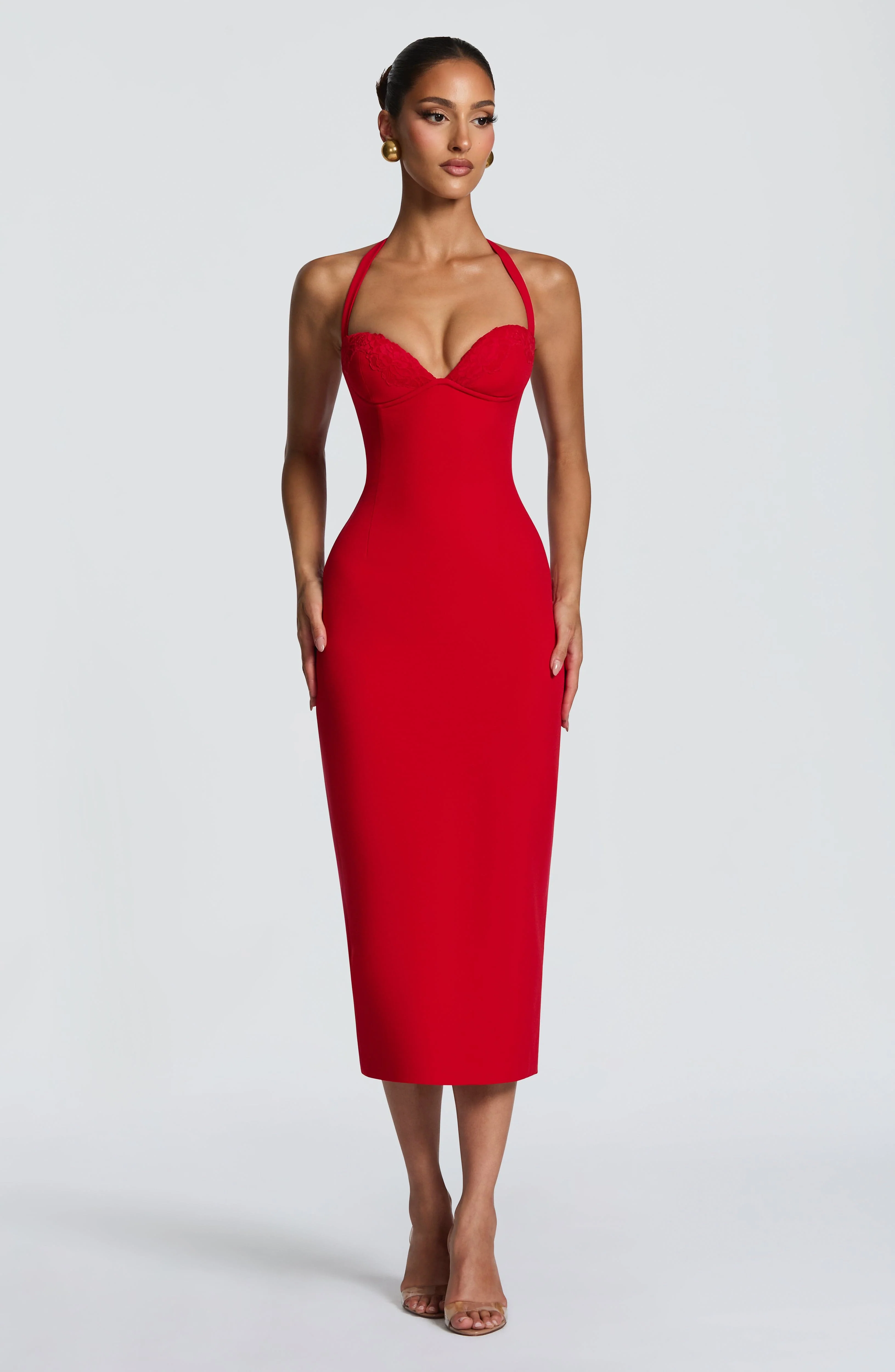 Cassia Midi Dress - Red
