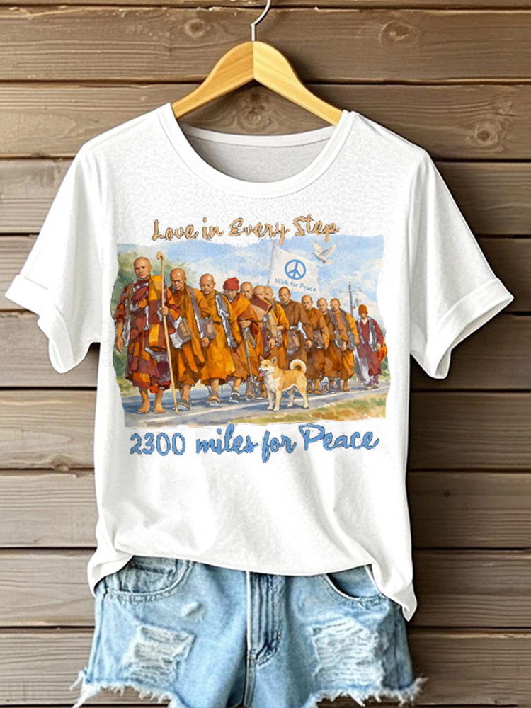 Monks' Peace Walk Print Casual Sweatshirt