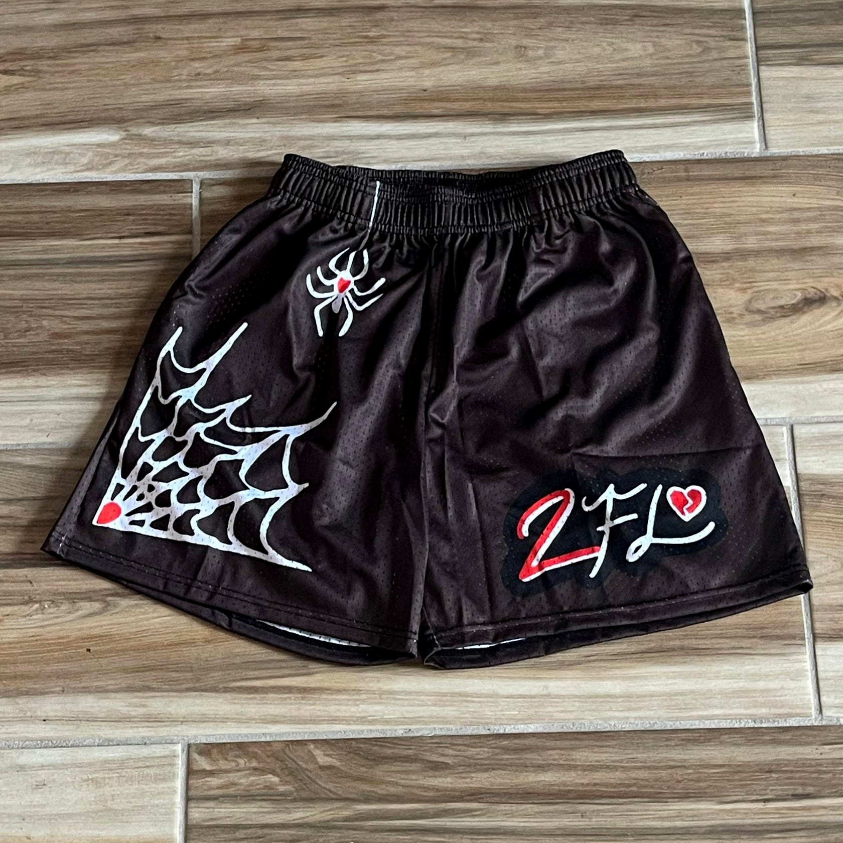 Fun Spider Print Casual Mesh Shorts