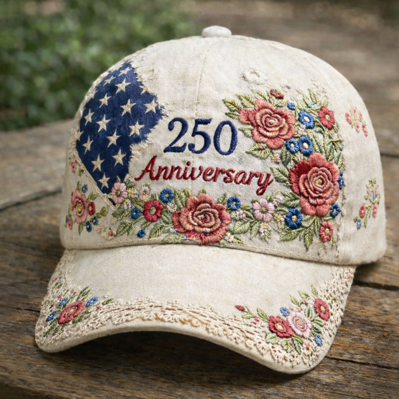 US 250th Anniversary Retro Floral Print Hat