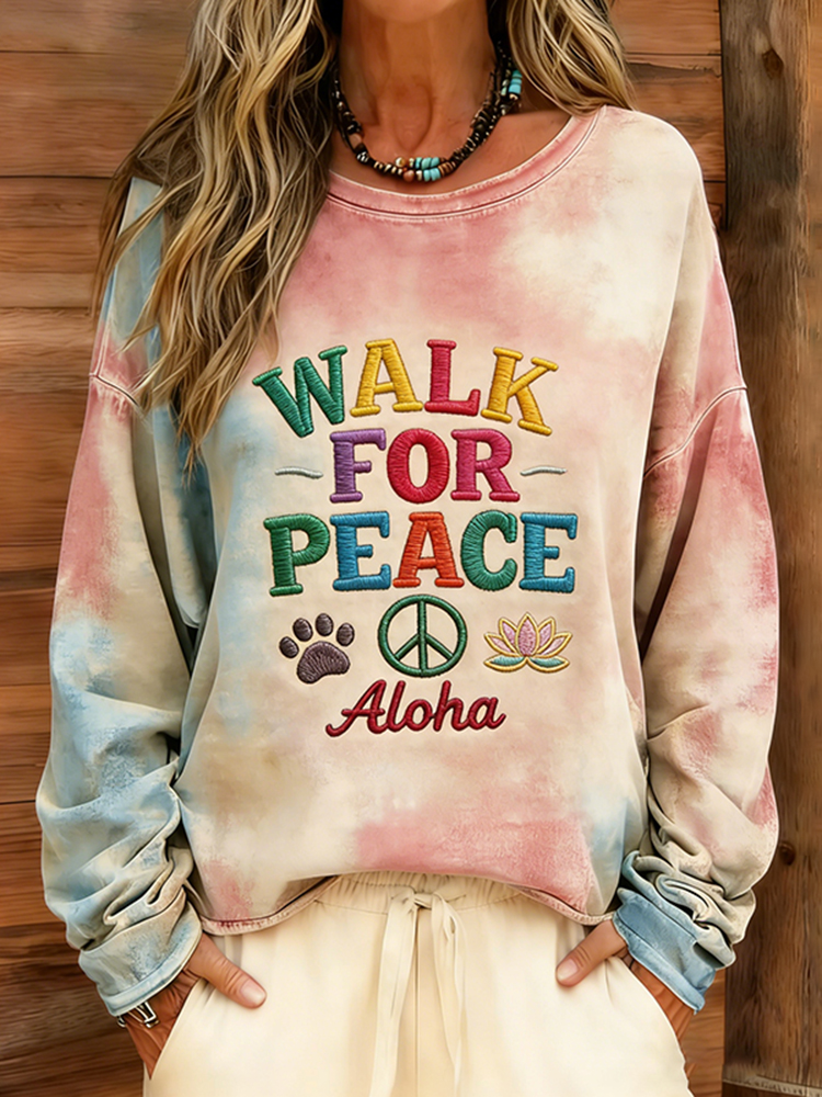 Women's Walk For Peace Art Print Crew Neck Sweatshirt