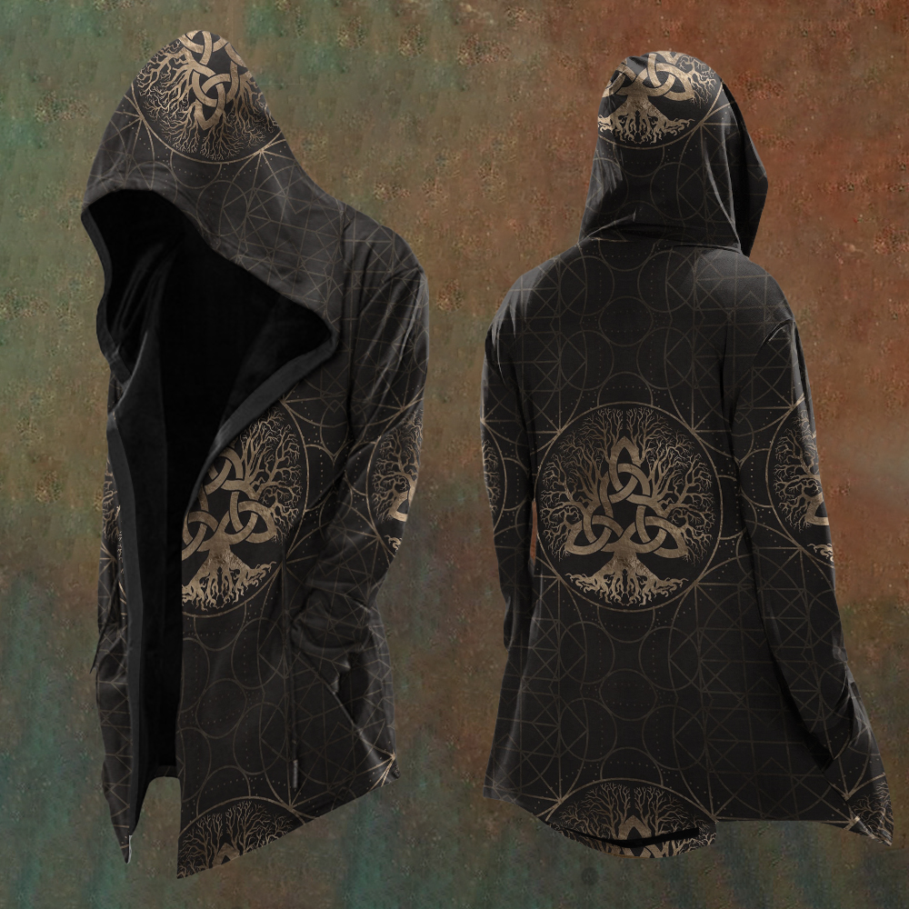Men's Viking Tribal Tree Of Life Art Hooded Jacket