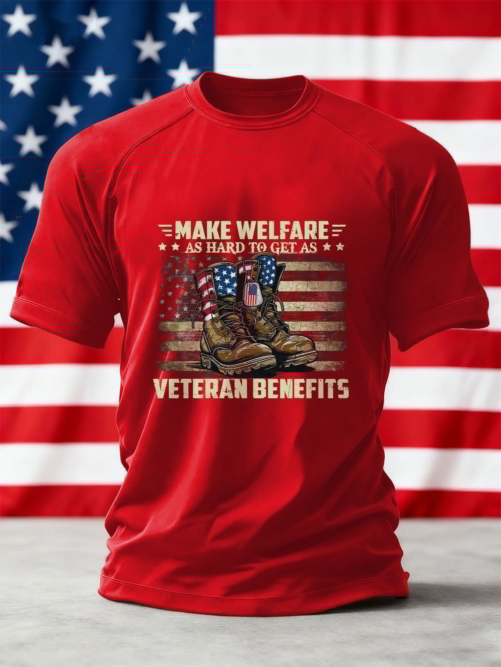 Men's Veterans Day Printed Crew Neck Short Sleeve T-Shirt