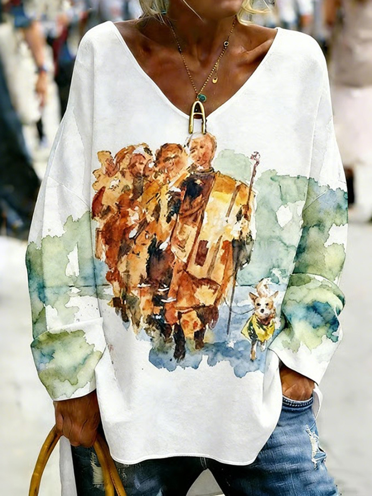 Retro Walk For Peace Print T-shirt