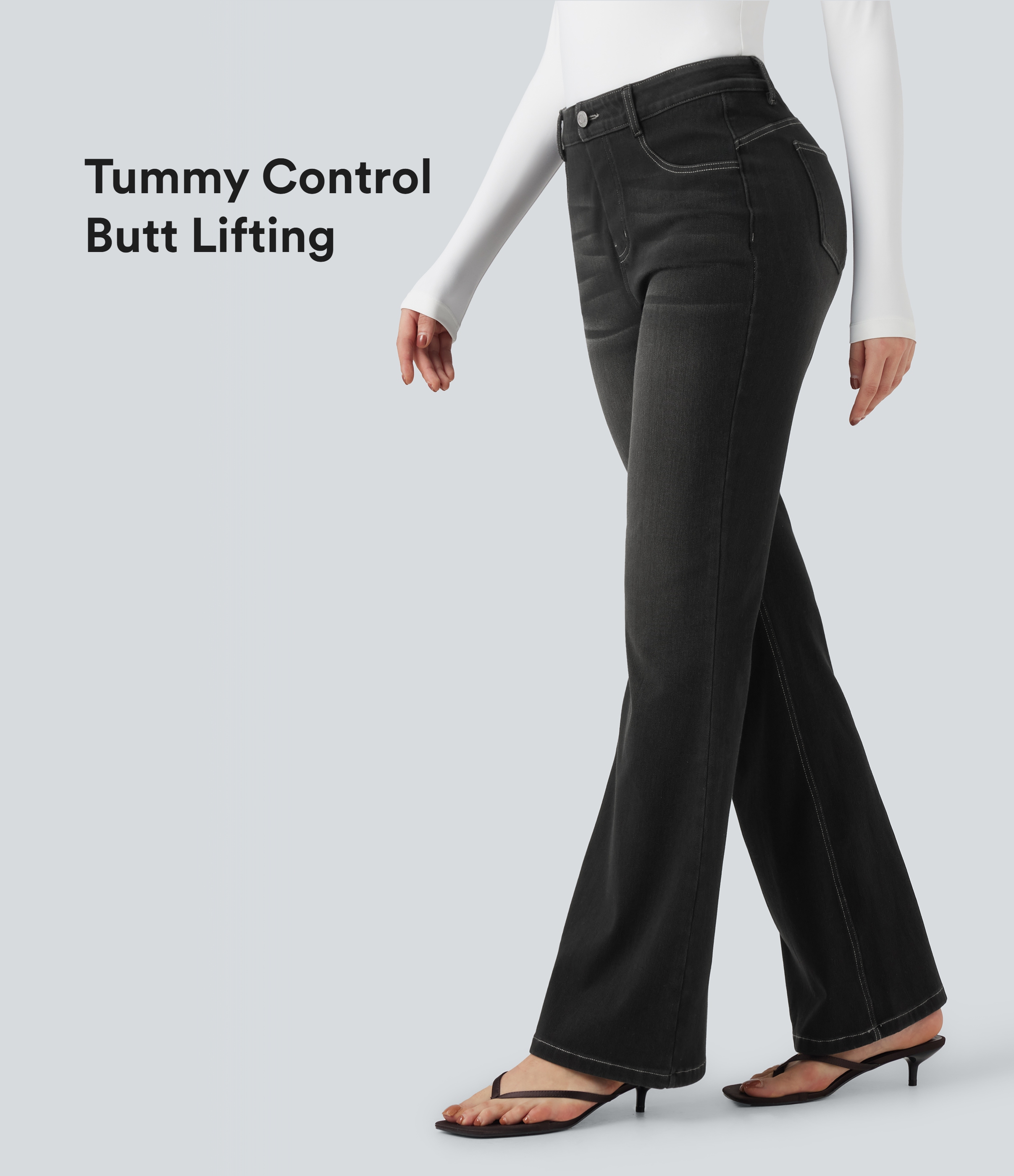 Halara Flex™ High Waisted Tummy Control Butt Lifting Denim Casual Bootcut Leggings with Pockets