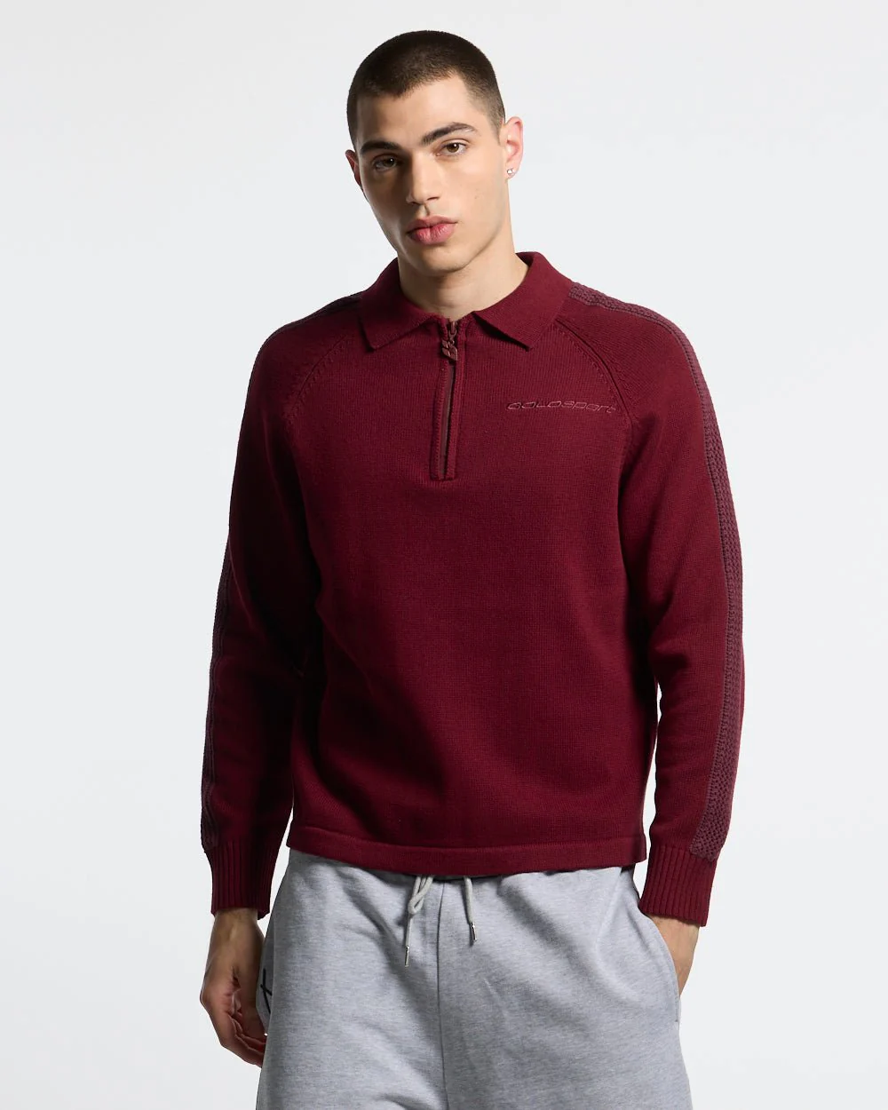 HIGHWAY QUARTER ZIP KNIT BURGUNDY
