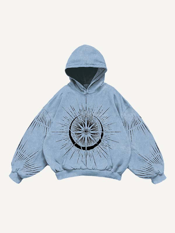 Eye&Tears&Cloud&Graphic Print Slant Pockets Hoodie