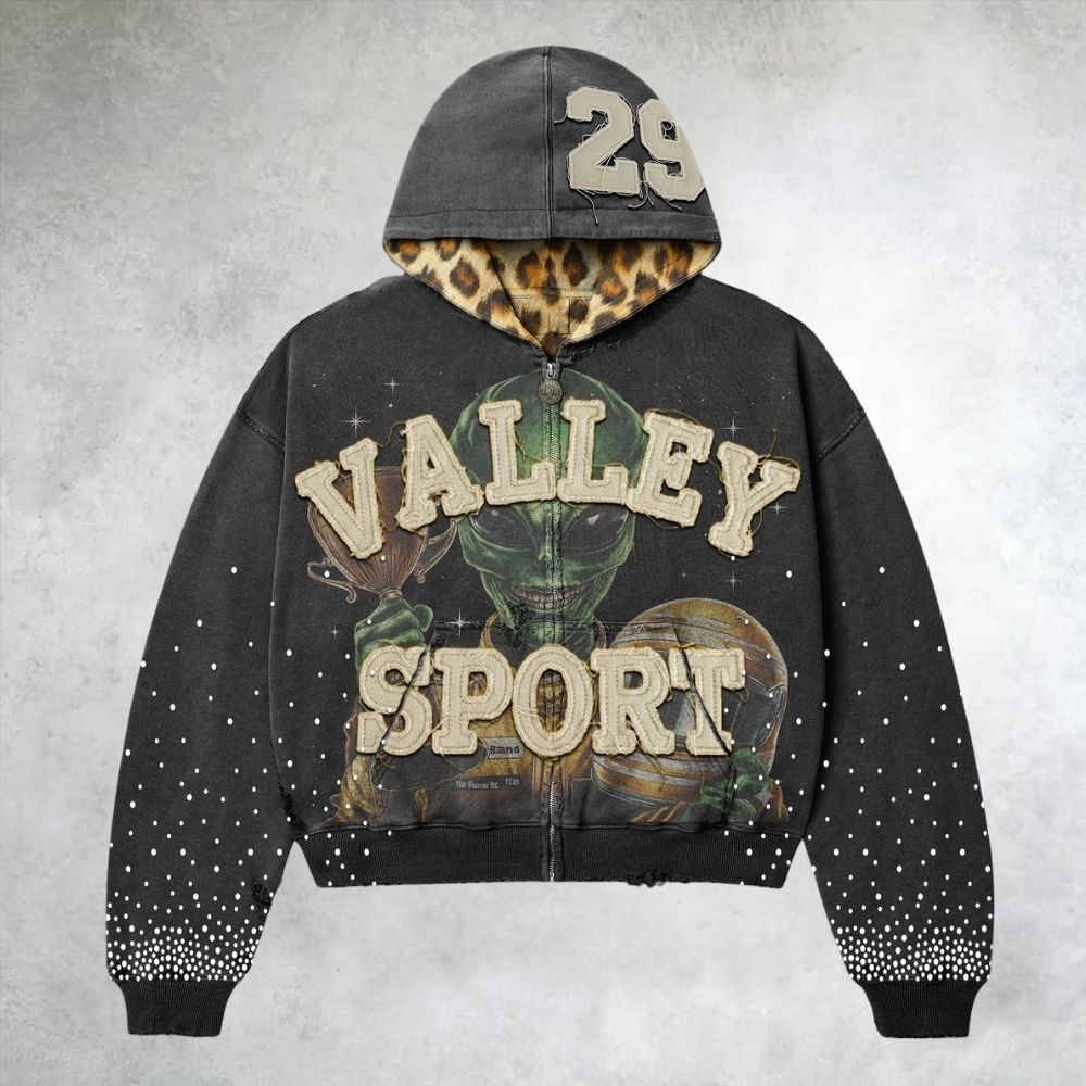 Valley Sport Alien Graphic Zip Up Hoodie