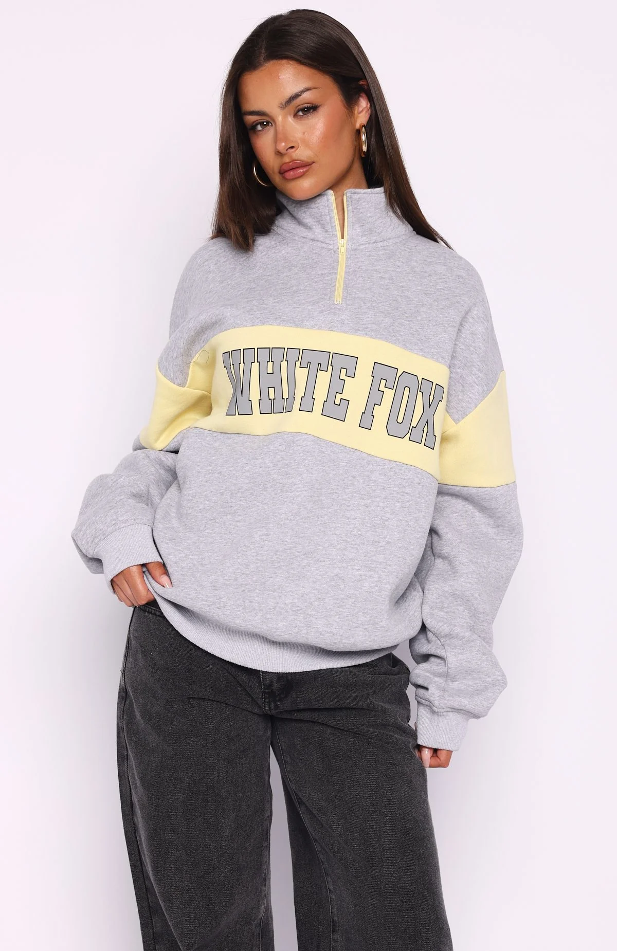 Show Yourself Zip Front Sweater Dark Grey Marle