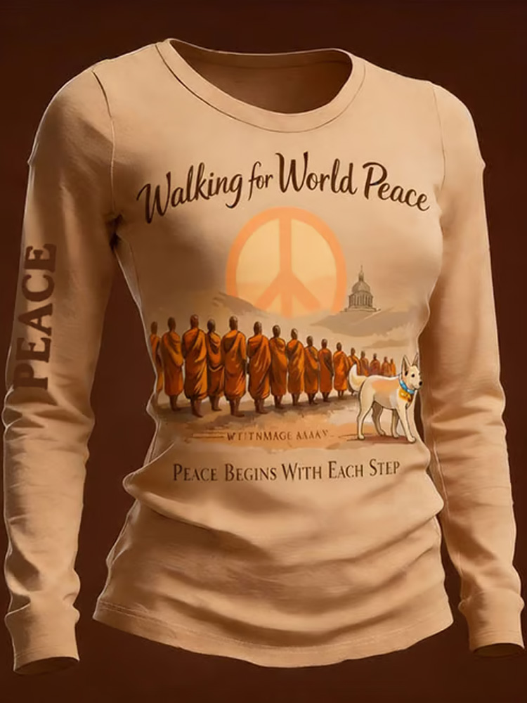 Women's  Walking For Peace Artistic Print Sweatshirt