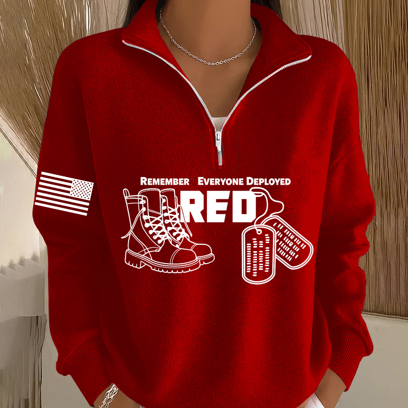Women's Red Friday Printed Casual Sweatshirt