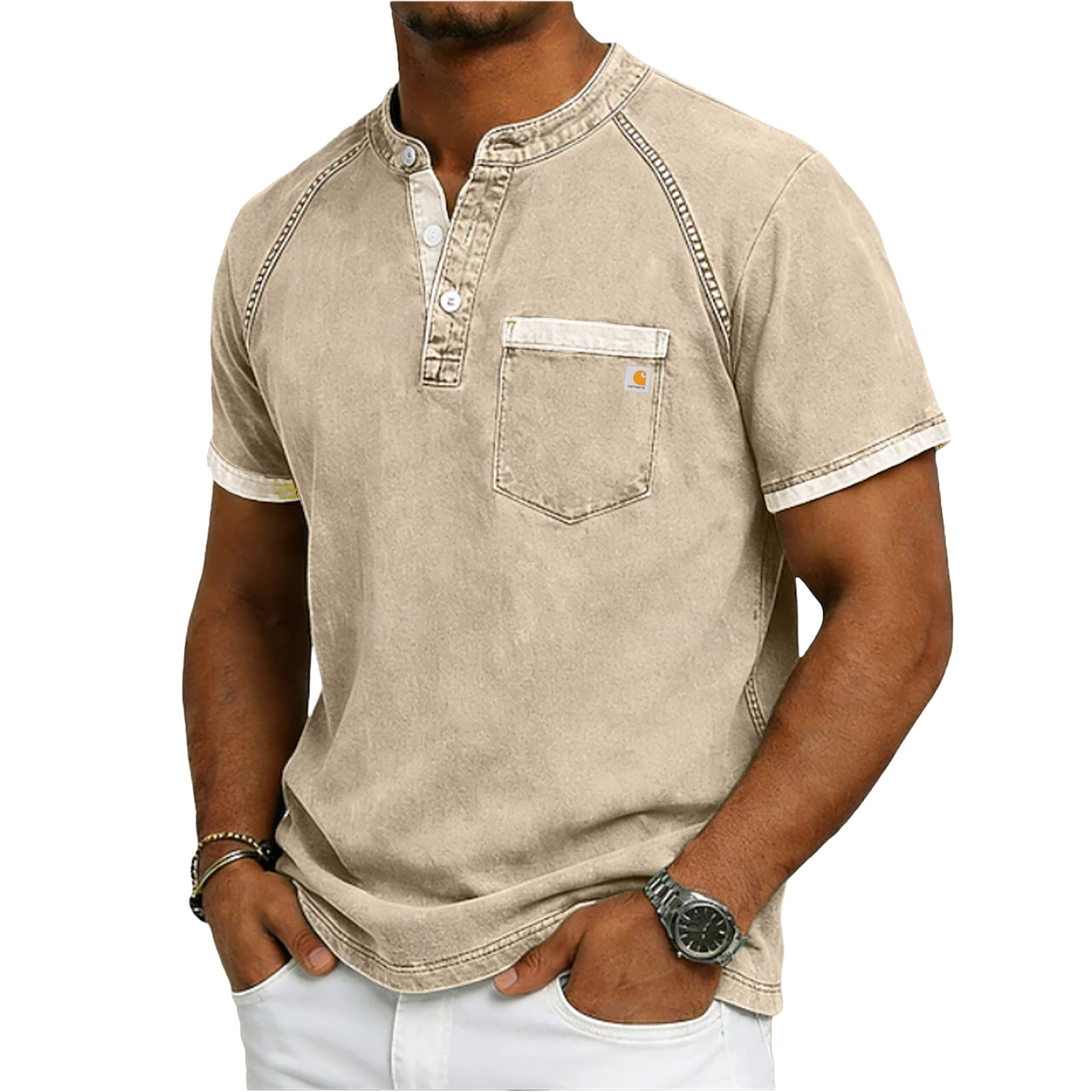 Heavyweight Washed Henley Shirt