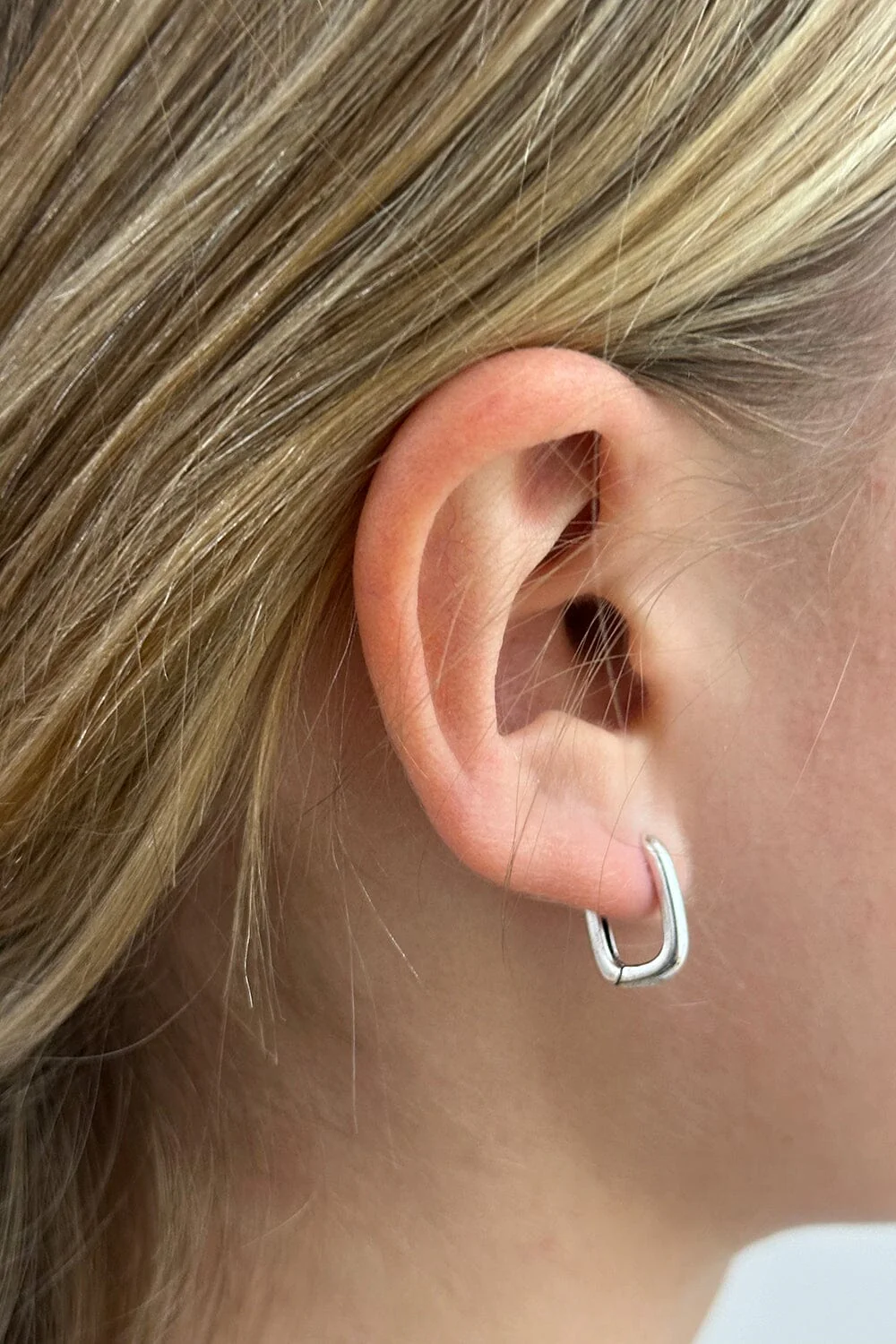 Silver Rectangle Hoop Earrings