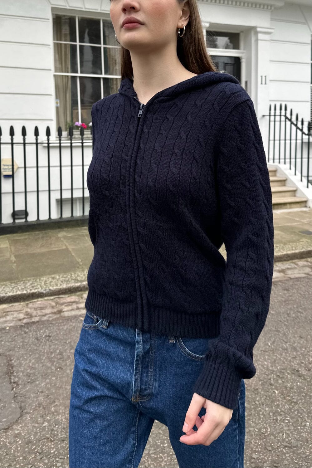 Ayla Cable Knit Zip-Up Sweater