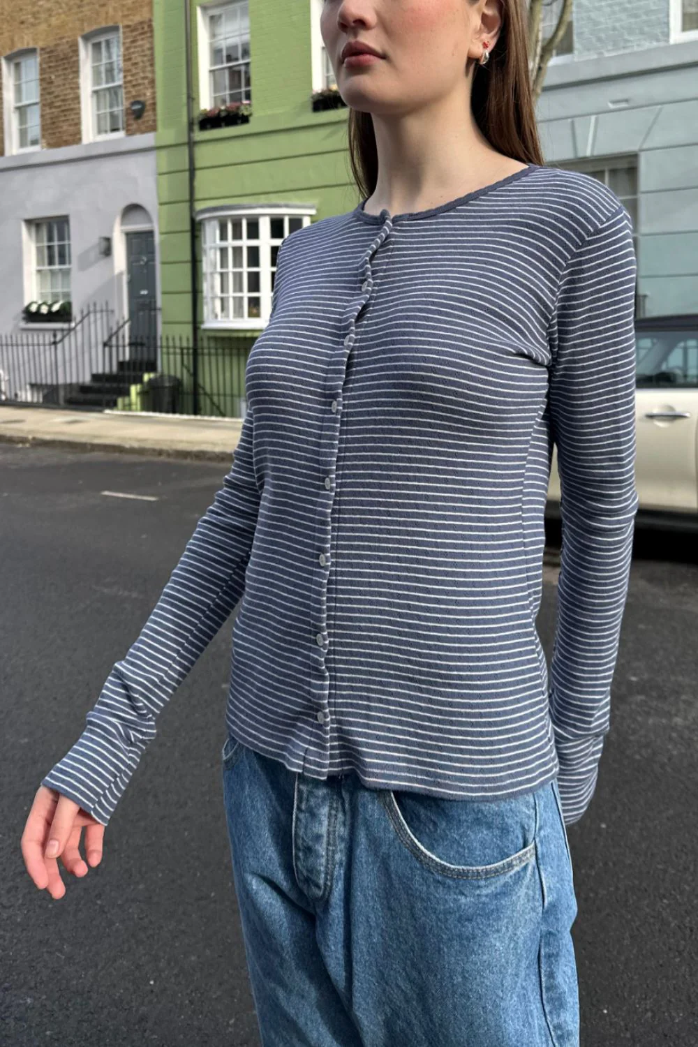 Zelly Striped Eyelet Top