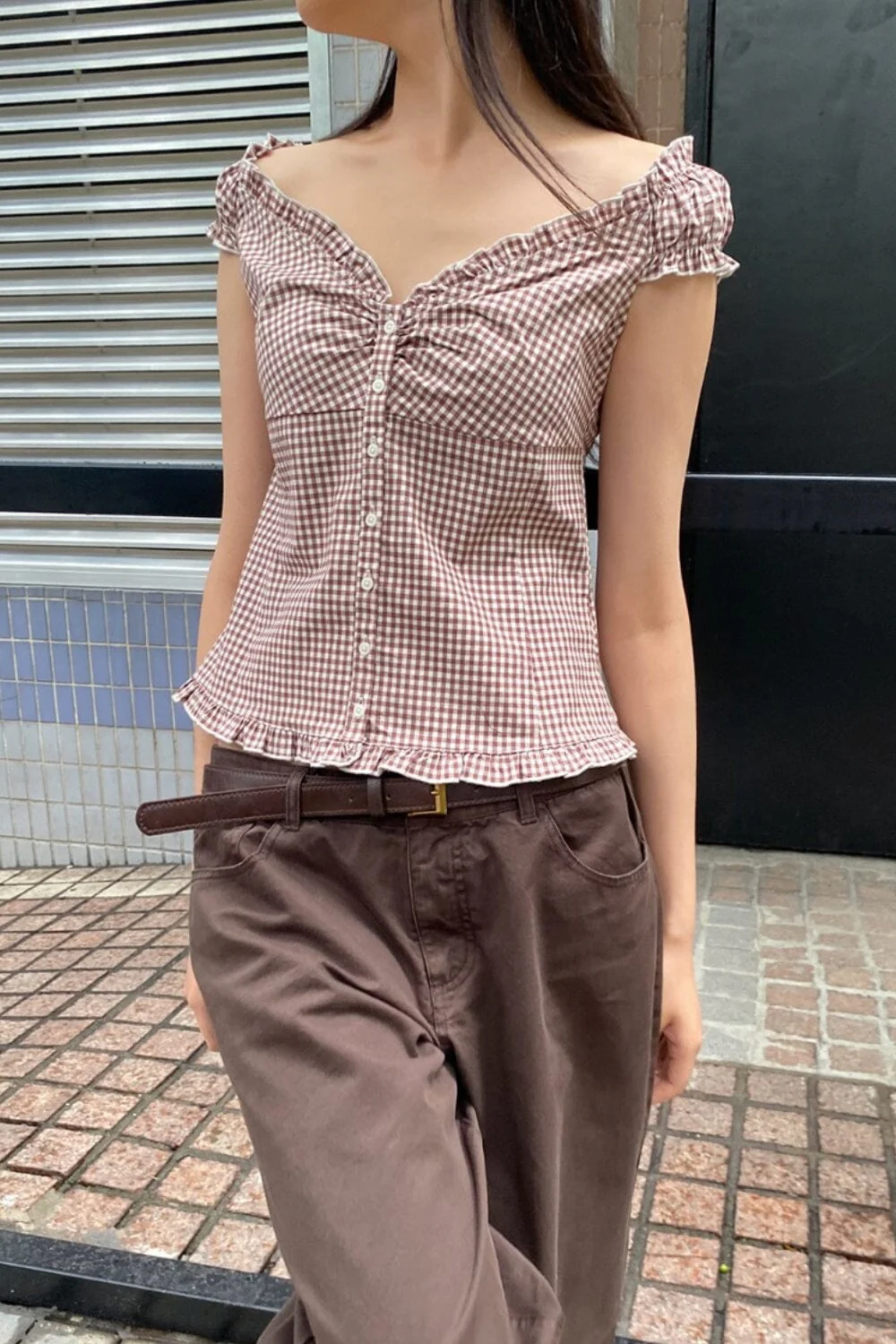 Elena Gingham Top