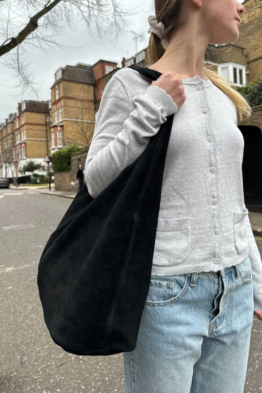 Black Suede Shoulder Bag