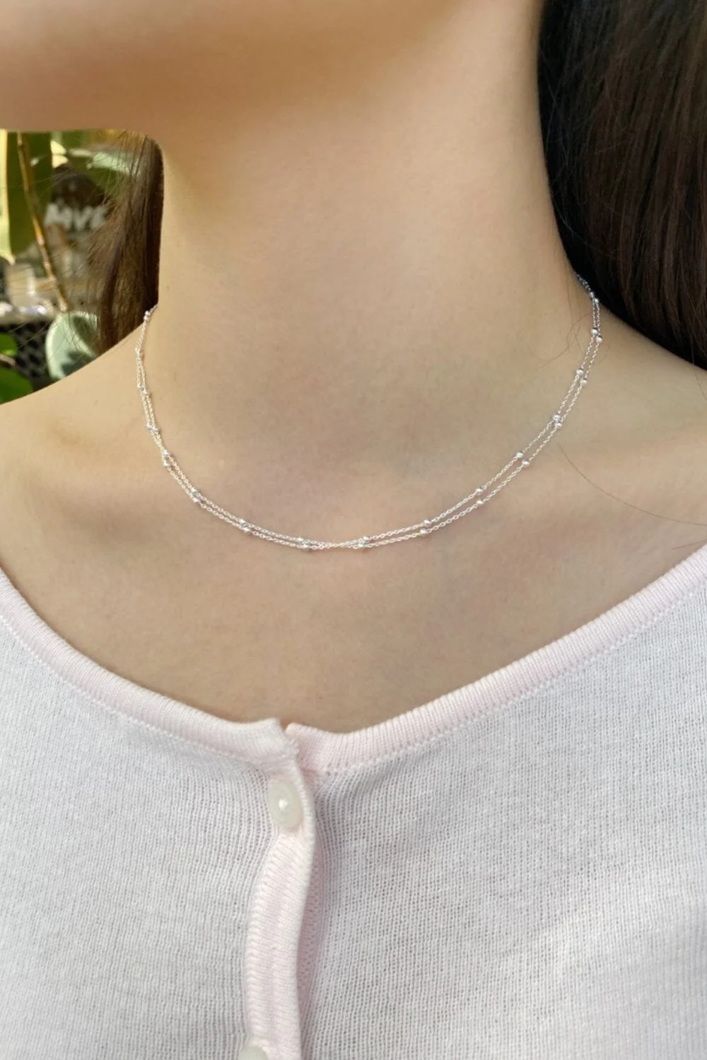 Double Chain Bead Necklace