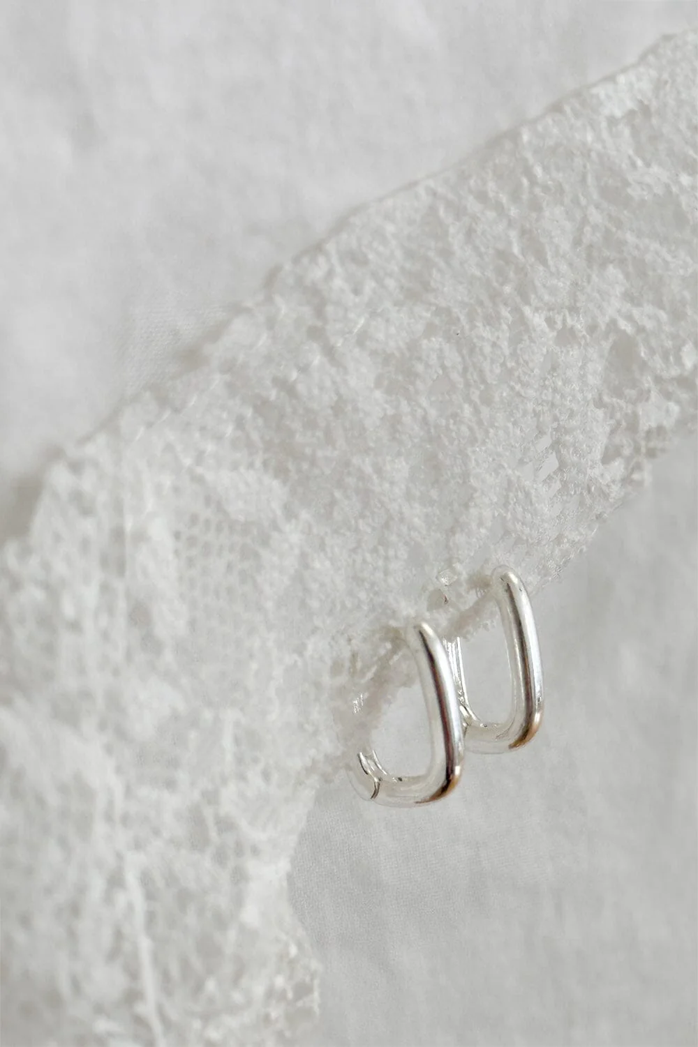 Silver Rectangle Hoop Earrings