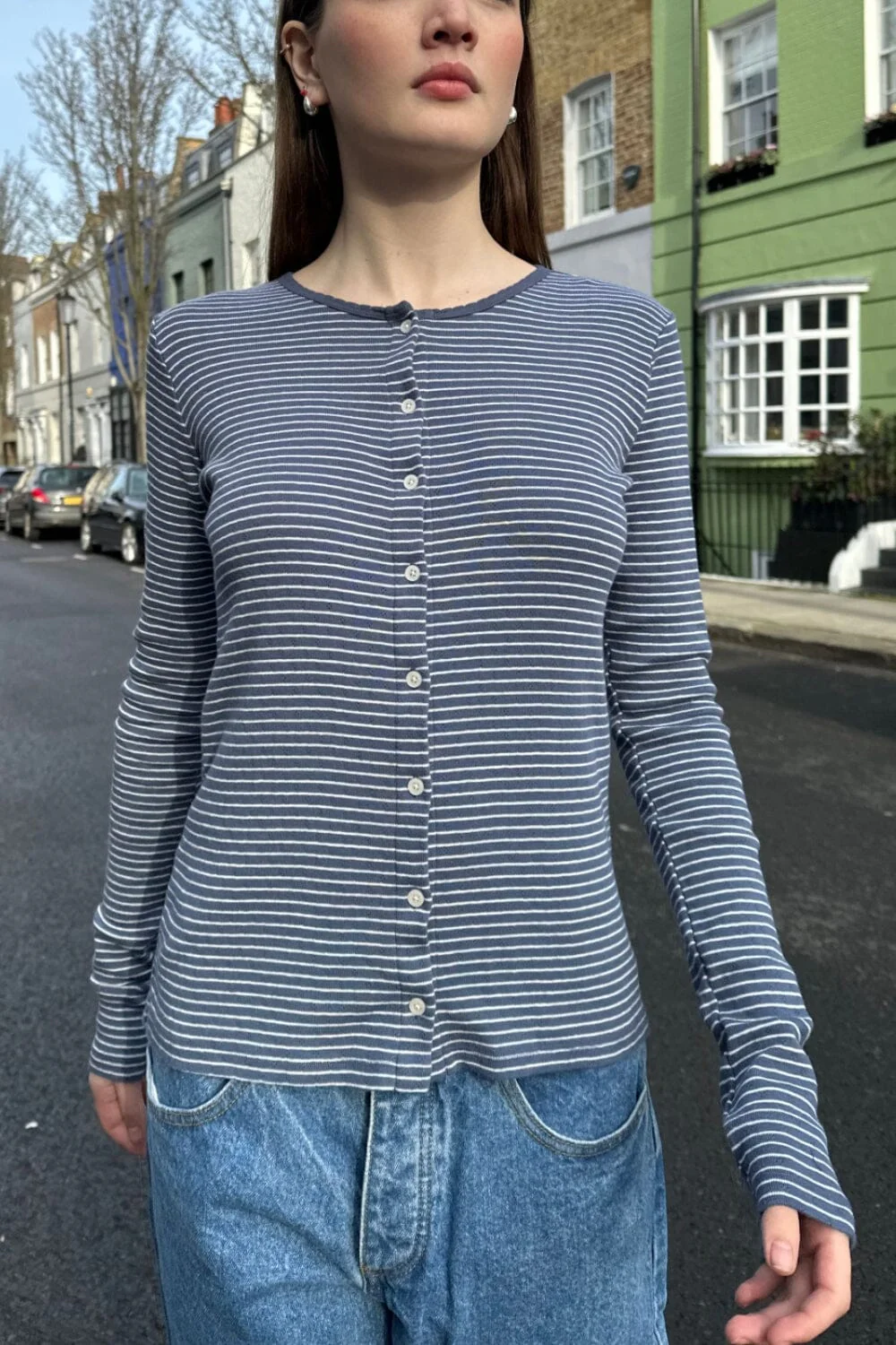 Zelly Striped Eyelet Top