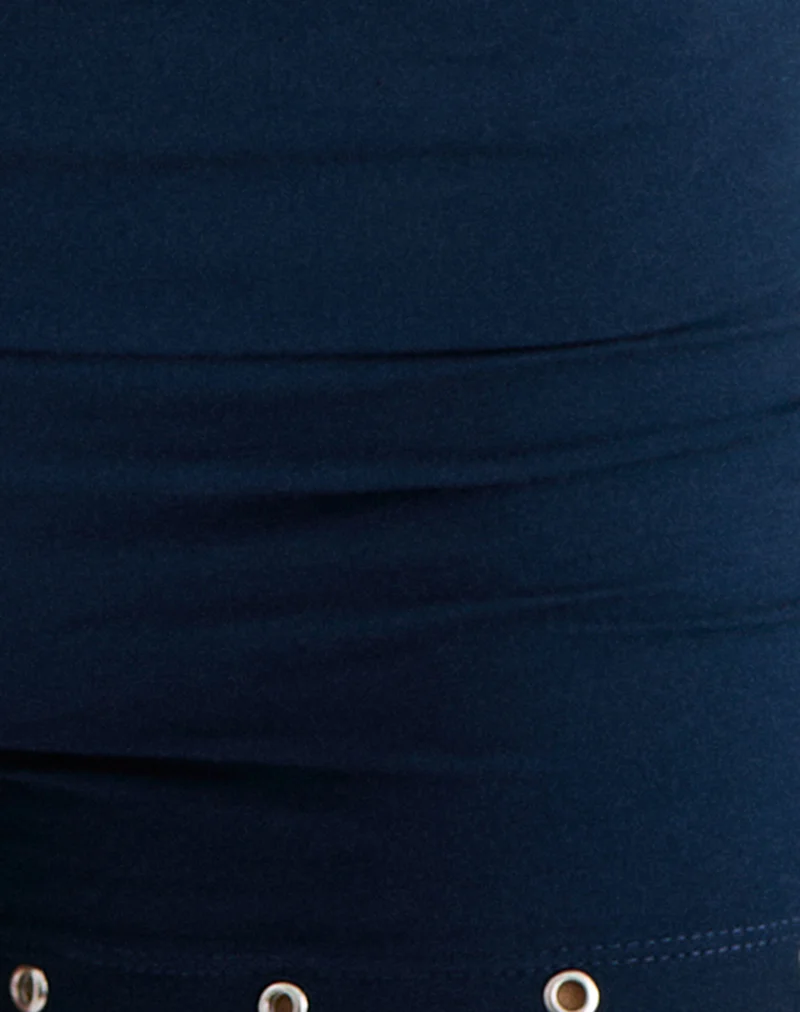 Amane Foldover Short in Rayon Jersey Navy