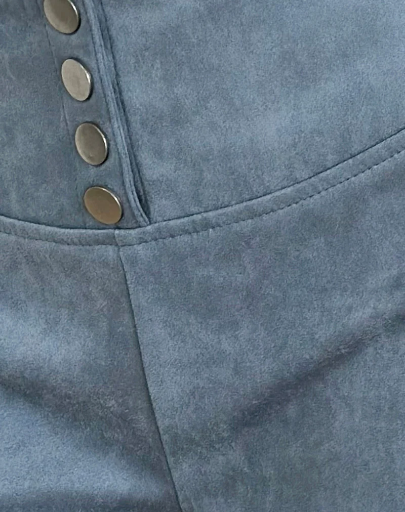 Samila Seamed Hotpant in Faux Suede Dusty Blue