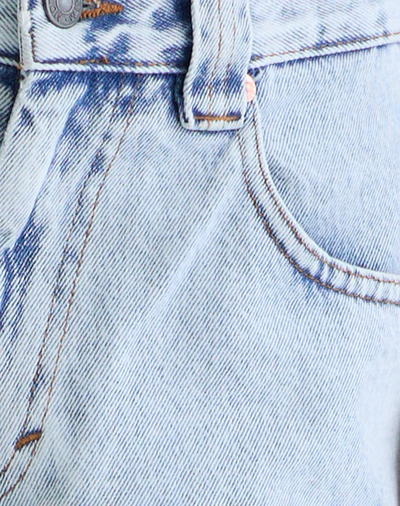 Low Rise Skater Shorts in 80's Light Wash Blue