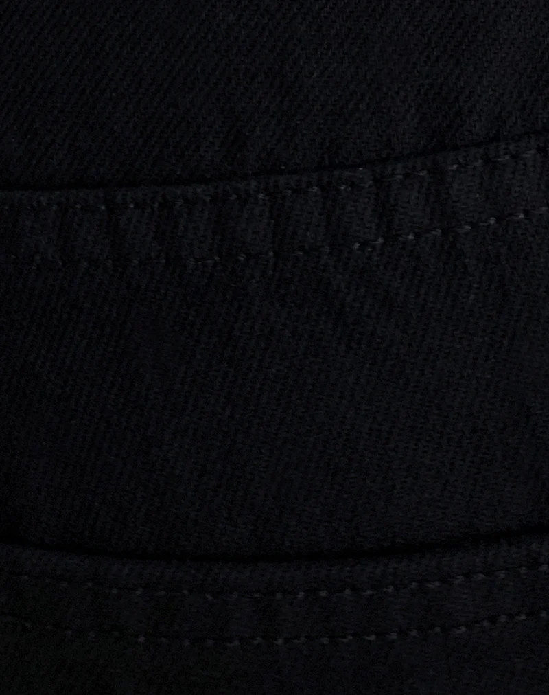 Low Rise Skater Shorts in Rinse Black Denim