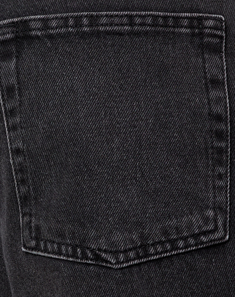 Low Rise Skater Shorts in Washed Black Grey Denim