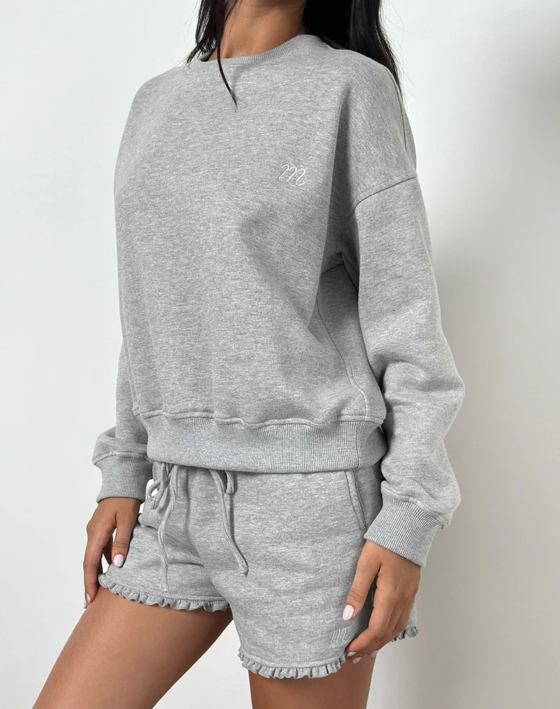 Agusta Frill Shorts in Grey Marl with M Emblem