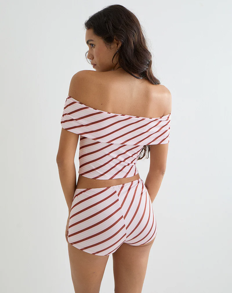 Ciana Hot Pants in Diagonal Stripe Pink