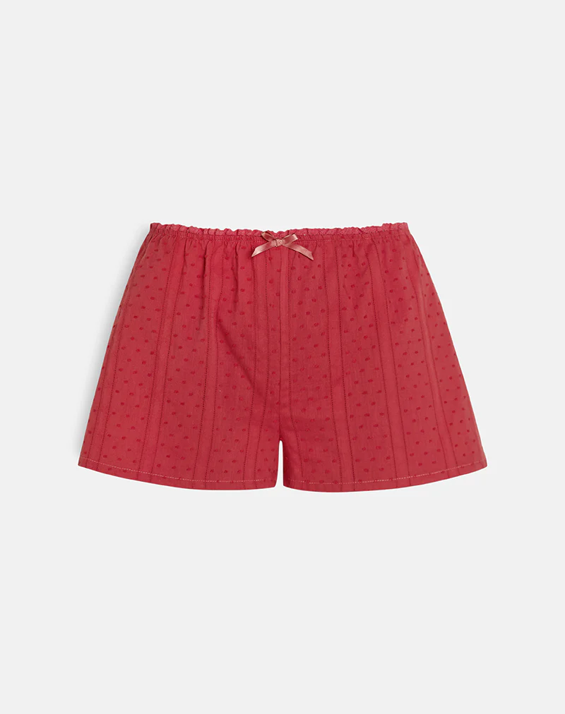 Sumi Shorts in Cotton Dobby Red