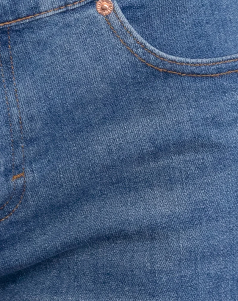 Low Rise Denim Hot Pants in Bay Blue