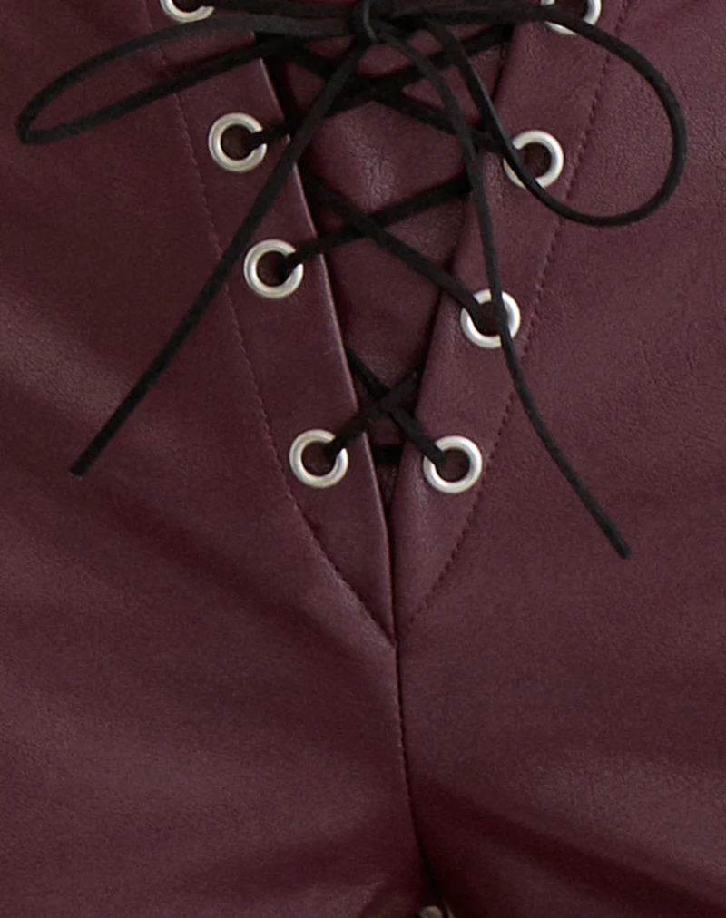 Yakko Lace Up Micro Short in PU Plum