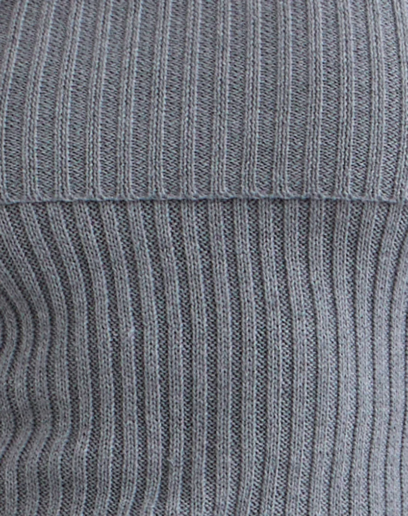 Fahari Foldover Top in Rib Knit Grey