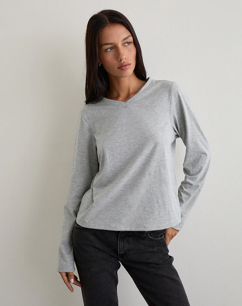 Feman Top in Jersey Grey Marl