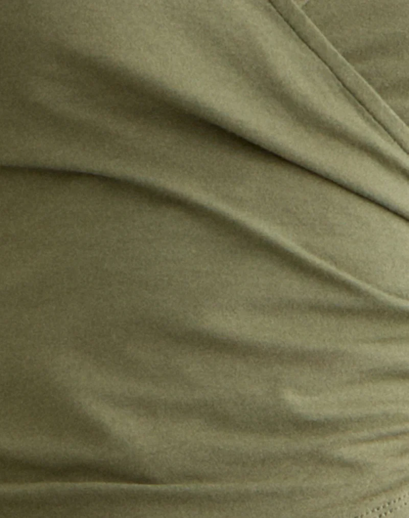 Kien Long Sleeve Wrap Top in Olive