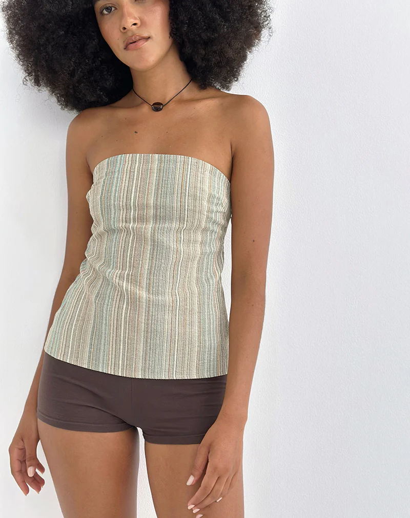 Hisana Bandeau Top in Stripe Yellow