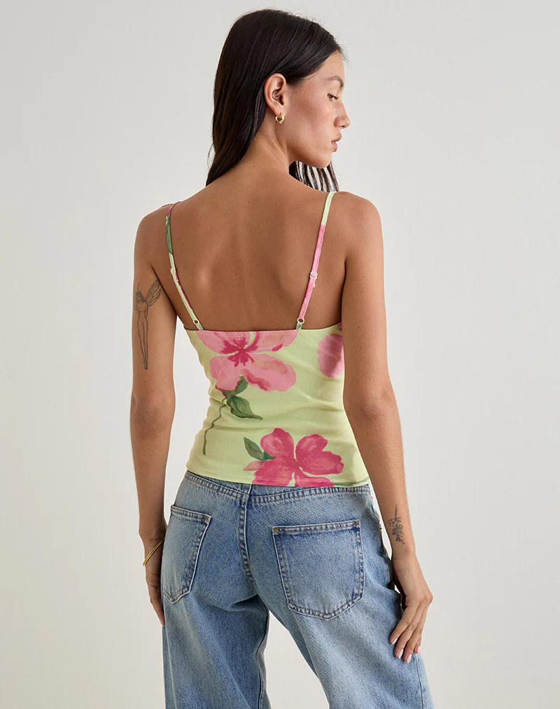 Jefita Cami Top in Watercolour Hibiscus Yellow