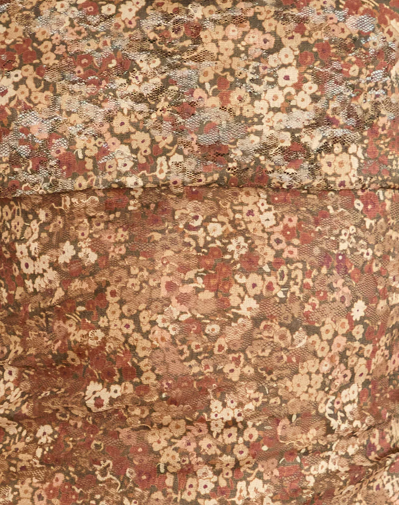 Nanila Top in Cluster Floral Brown