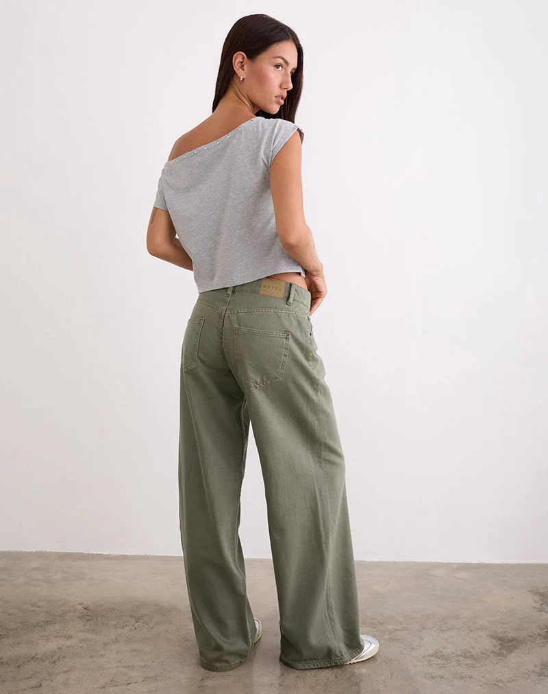 Low Rise Roomy Jeans in Fern Green