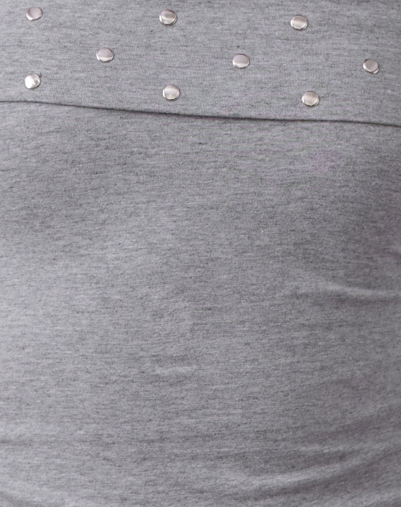 Eulala Bardot Top in Studded Grey Marl