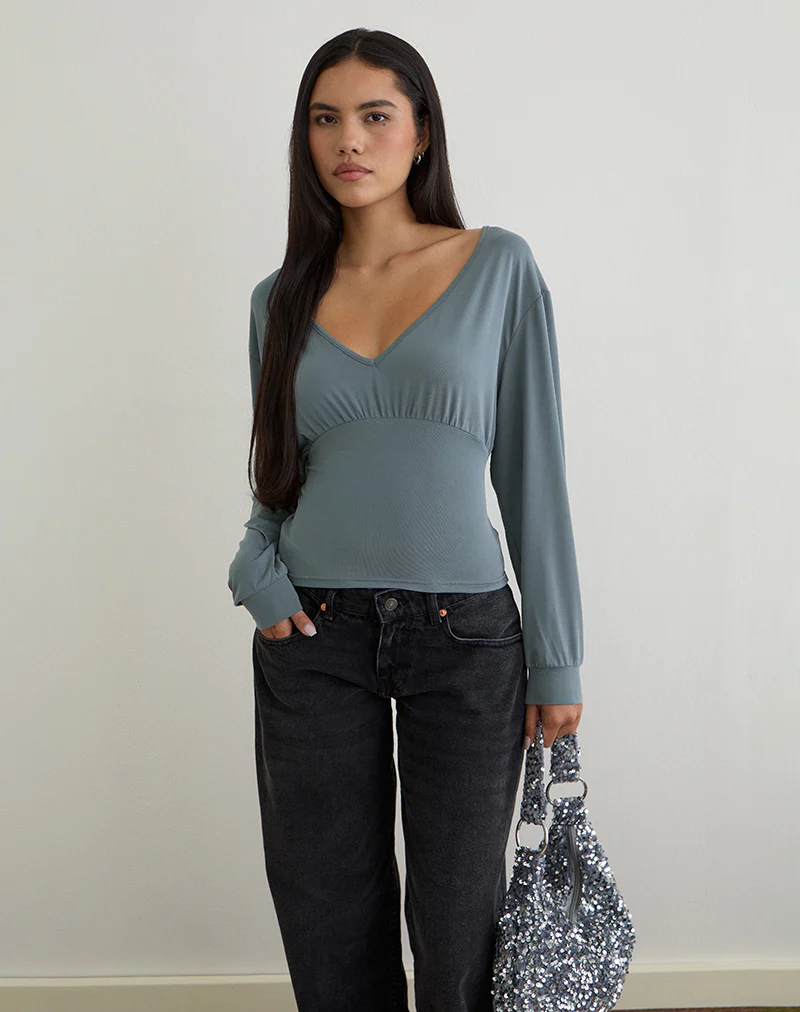 Romari Top in Ash Blue