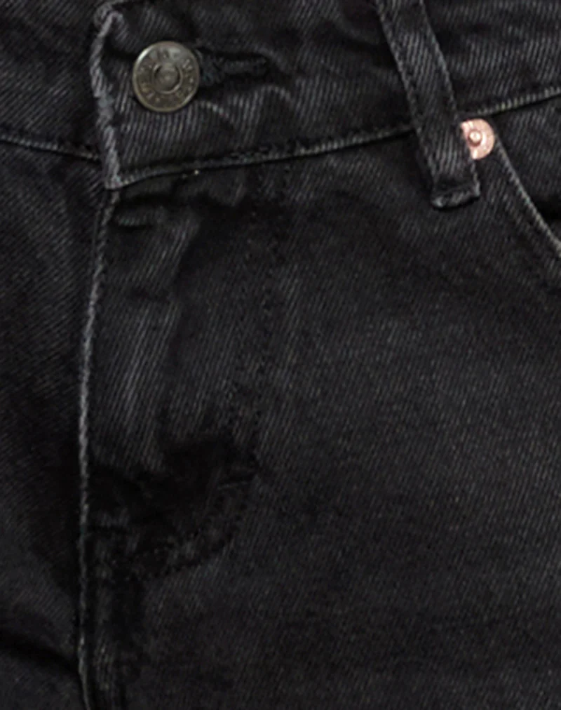 Low Rise Roomy Jeans in Washed Black Grey