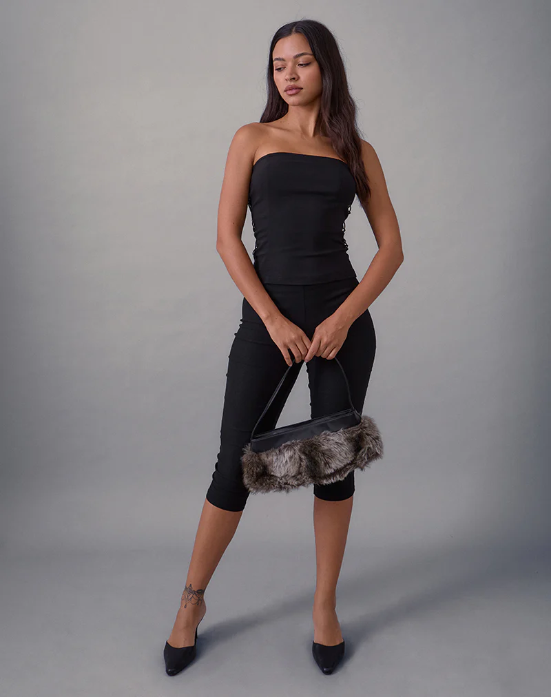 Avira Lace Up Bandeau Top in Tailoring Black