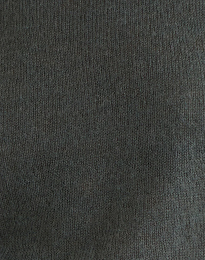 Grisha Long Sleeve Knit Top in Grey Smokey Green