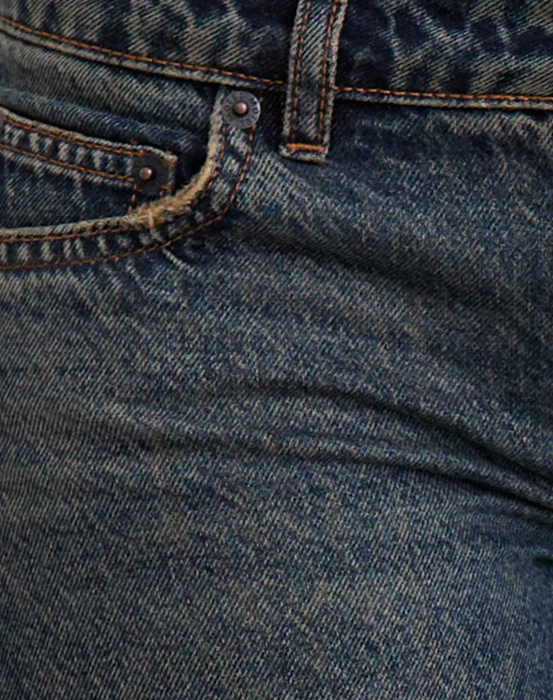 Extra Low Rise Flare Jeans in Dirty Green