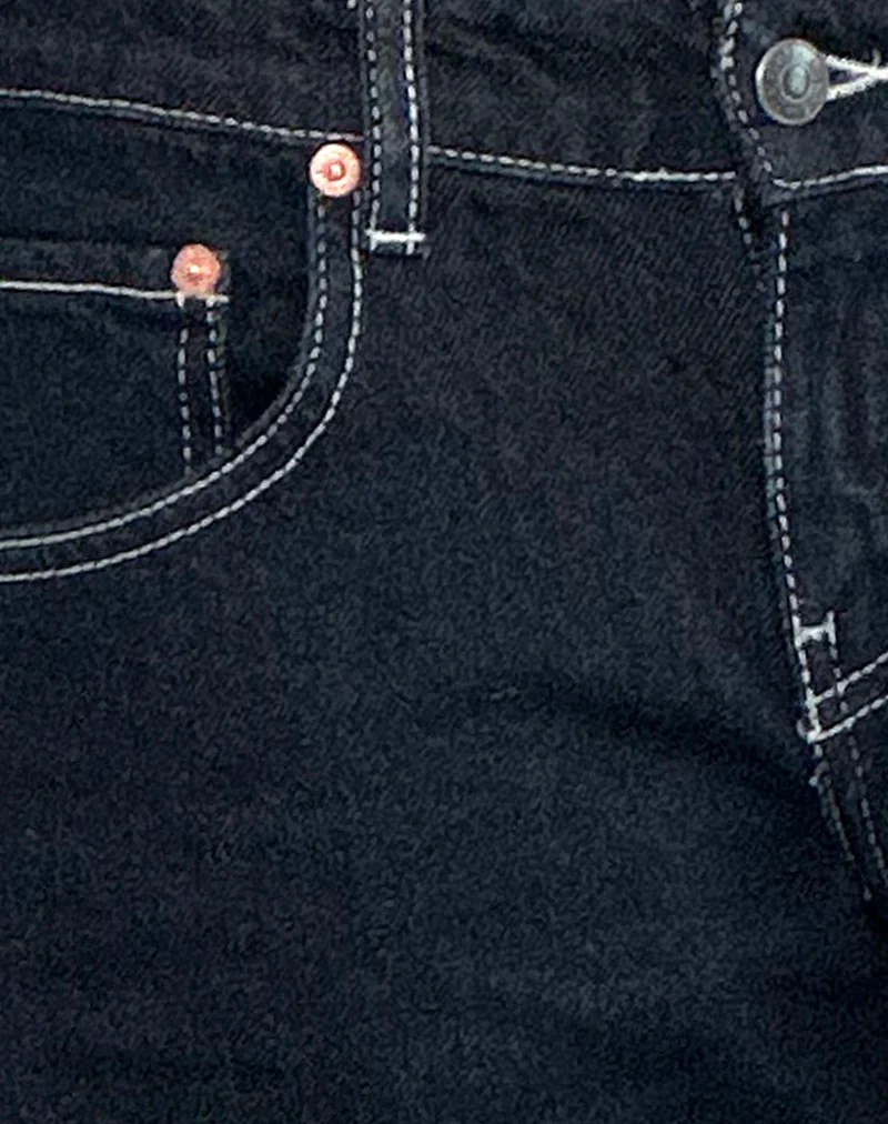 Low Rise Parallel Jeans in Indigo with Contrast Stitch