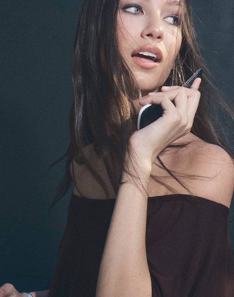 Kanela Slouch Poncho in Jersey Bitter Chocolate